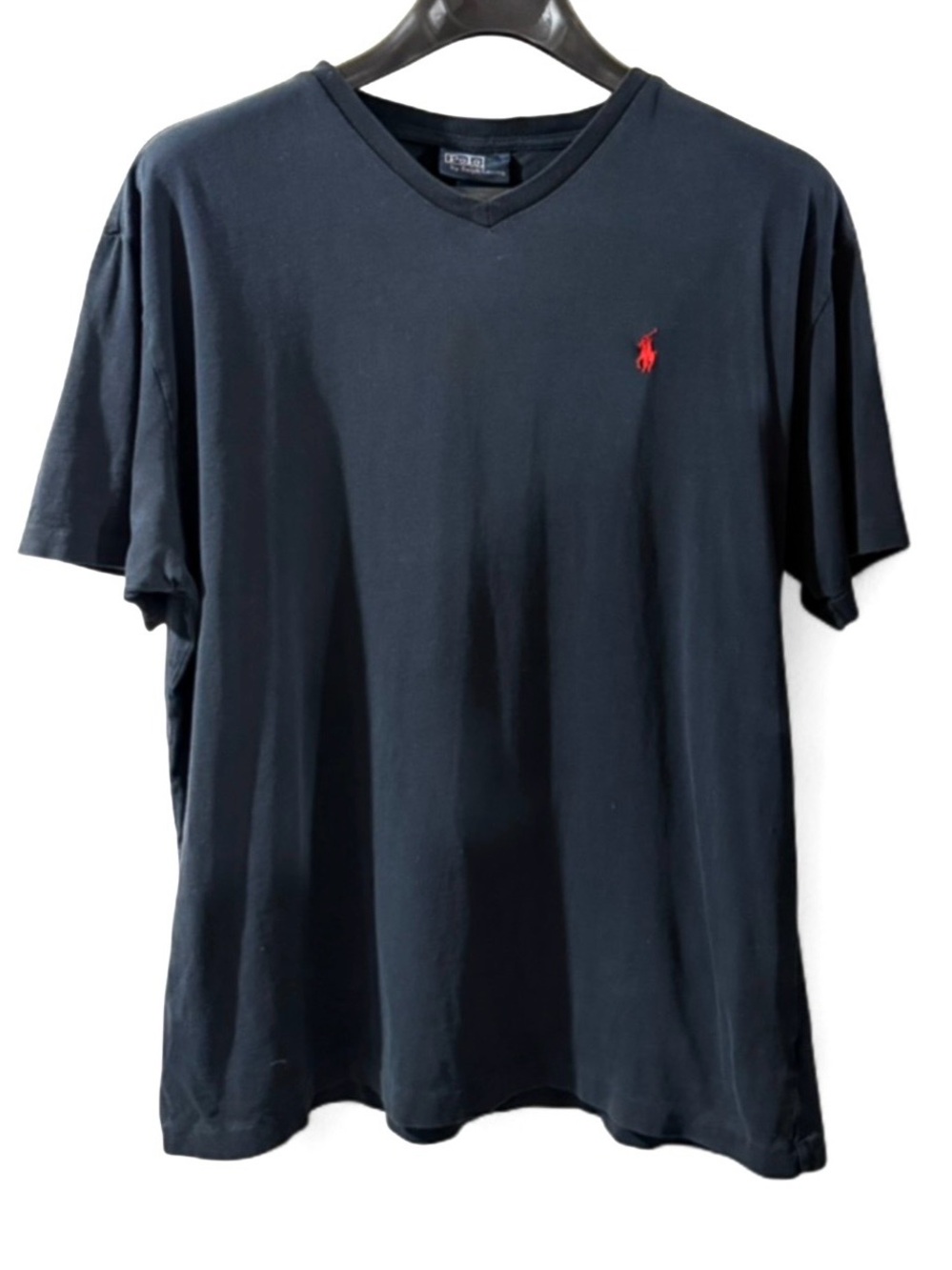VTG Polo Ralph Lauren Black V‑Neck Tee Size Men’s Large